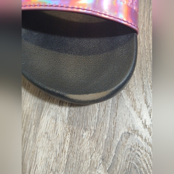 Pink Slide Sandals with Holographic Straps Size 8.5 - Picture 2 of 5